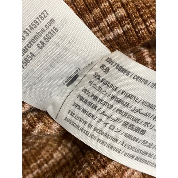 NEW Abercrombie & Fitch Brown Space Dye V Neck Long Sleeve Rib Knit Polo Top L - Picture 4 of 5